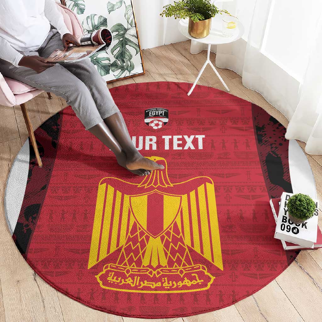 Custom Egypt Football Round Carpet 2026 Go Pharaohs Ancient Egyptian Pattern - Wonder Print Shop