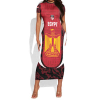 Custom Egypt Football Short Sleeve Bodycon Dress 2026 Go Pharaohs Ancient Egyptian Pattern LT14