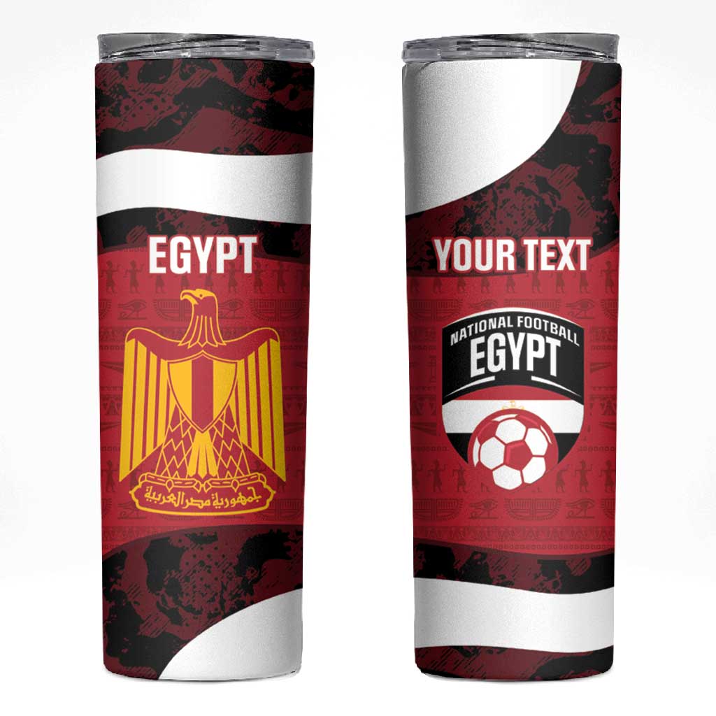 Custom Egypt Football Skinny Tumbler 2026 Go Pharaohs Ancient Egyptian Pattern - Wonder Print Shop