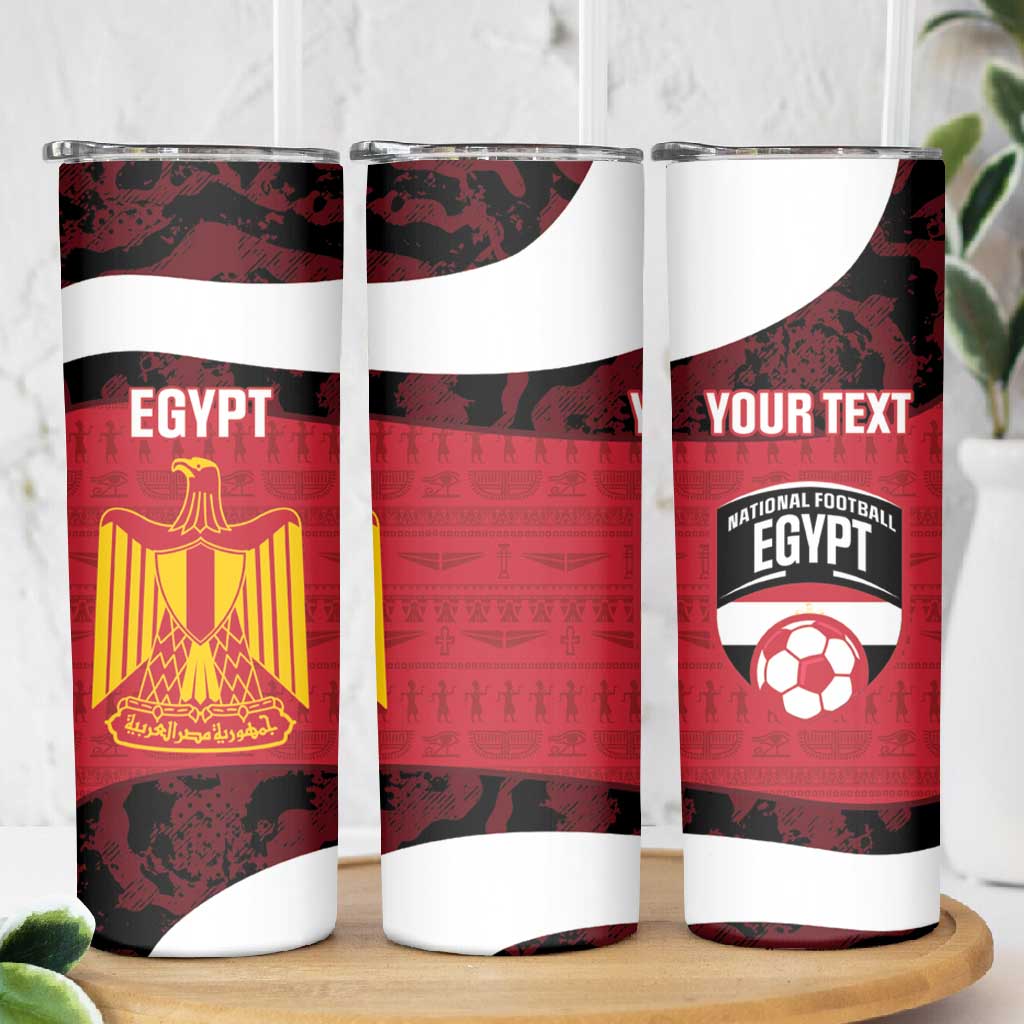 Custom Egypt Football Skinny Tumbler 2026 Go Pharaohs Ancient Egyptian Pattern - Wonder Print Shop