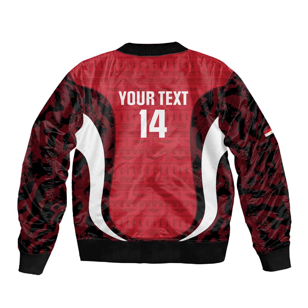 Custom Egypt Football Sleeve Zip Bomber Jacket 2026 Go Pharaohs Ancient Egyptian Pattern - Wonder Print Shop
