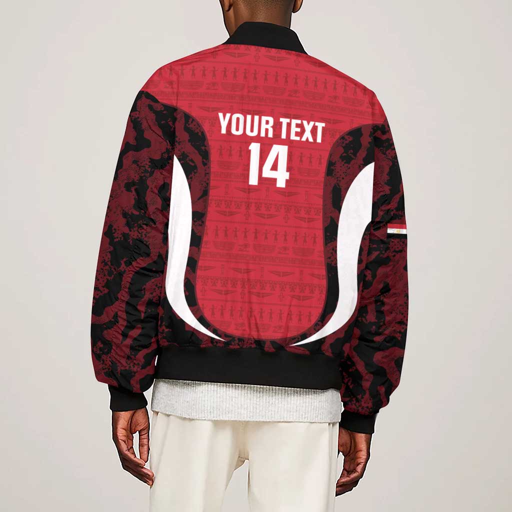Custom Egypt Football Sleeve Zip Bomber Jacket 2026 Go Pharaohs Ancient Egyptian Pattern - Wonder Print Shop