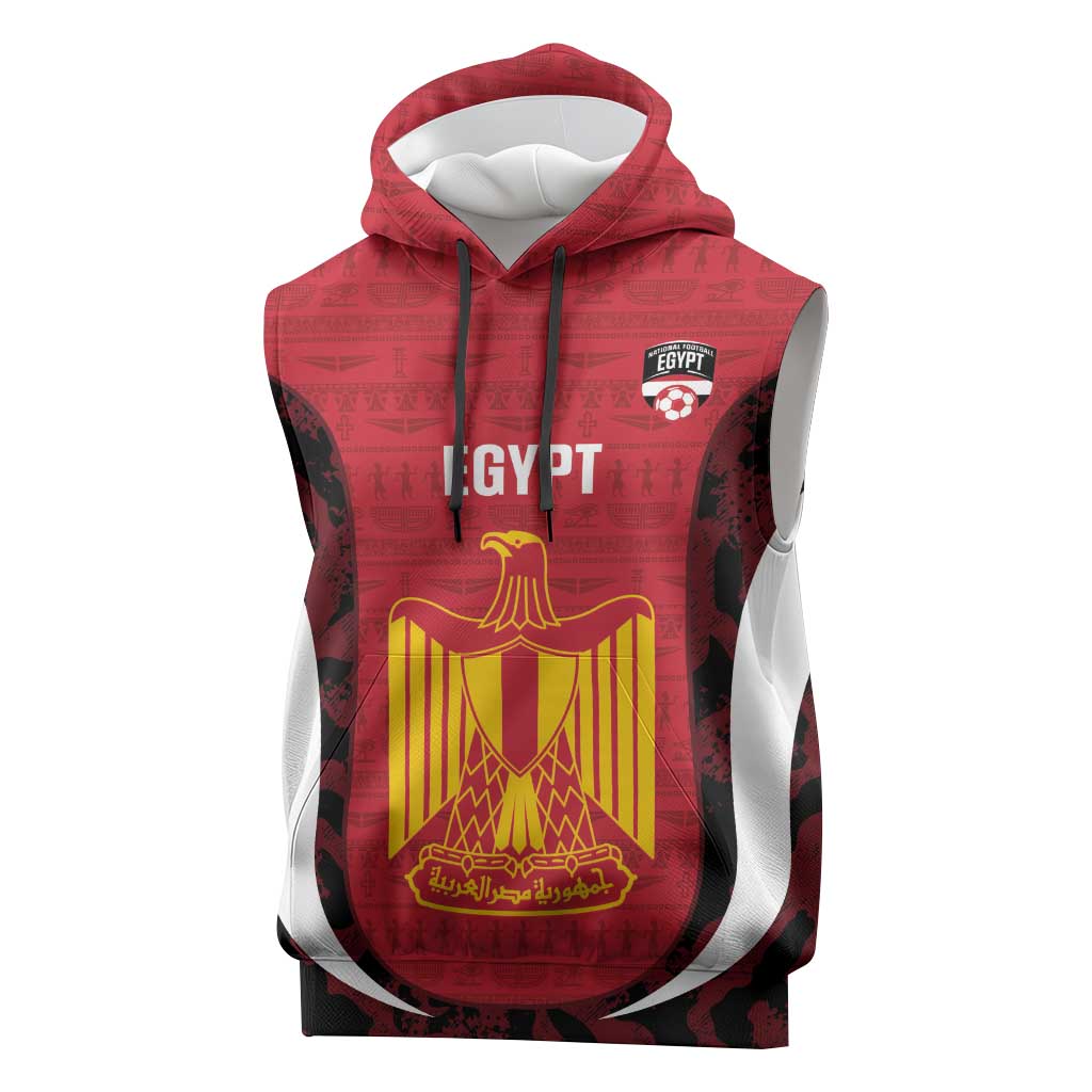 Custom Egypt Football Sleeveless Hoodie 2026 Go Pharaohs Ancient Egyptian Pattern - Wonder Print Shop