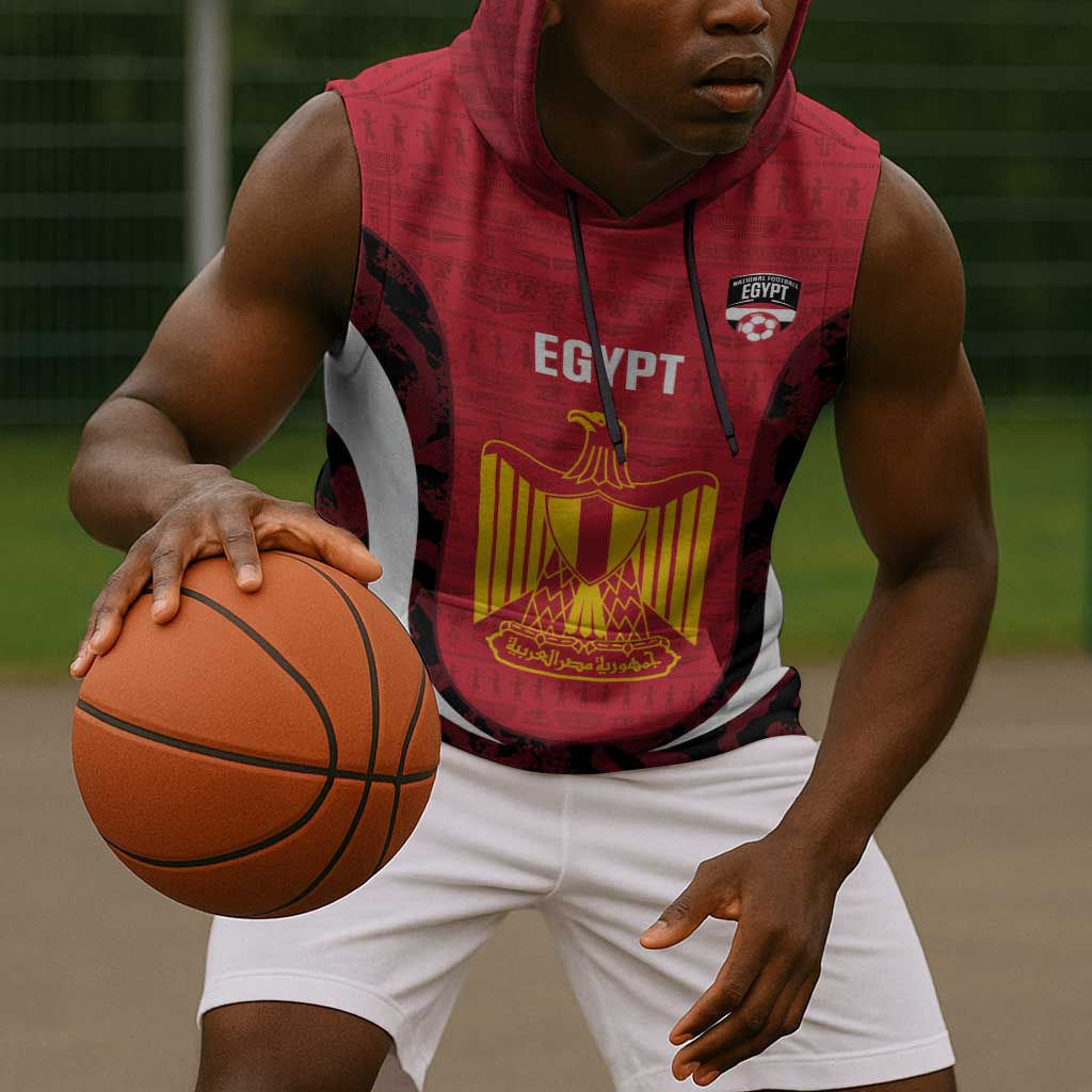 Custom Egypt Football Sleeveless Hoodie 2026 Go Pharaohs Ancient Egyptian Pattern - Wonder Print Shop