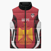 Custom Egypt Football Sleeveless Puffer Jacket 2026 Go Pharaohs Ancient Egyptian Pattern - Wonder Print Shop