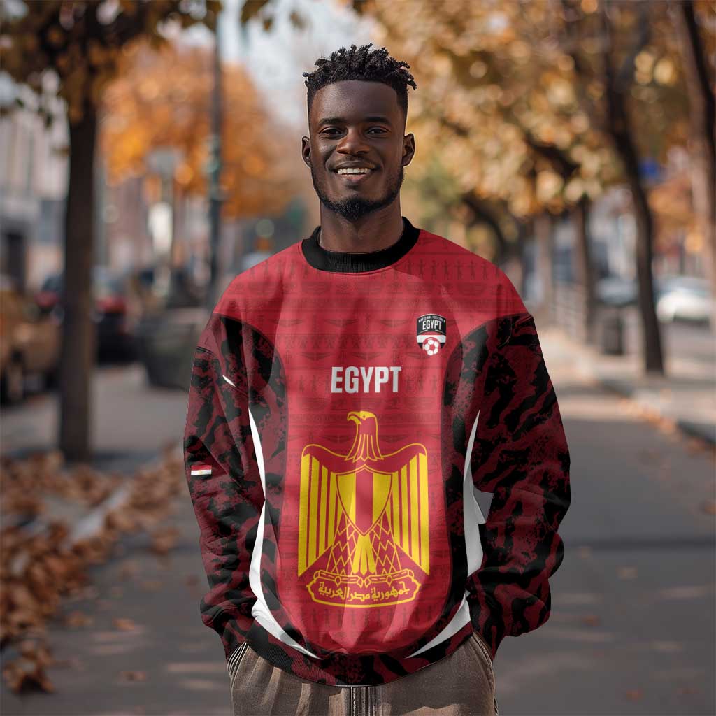 Custom Egypt Football Sweatshirt 2026 Go Pharaohs Ancient Egyptian Pattern - Wonder Print Shop
