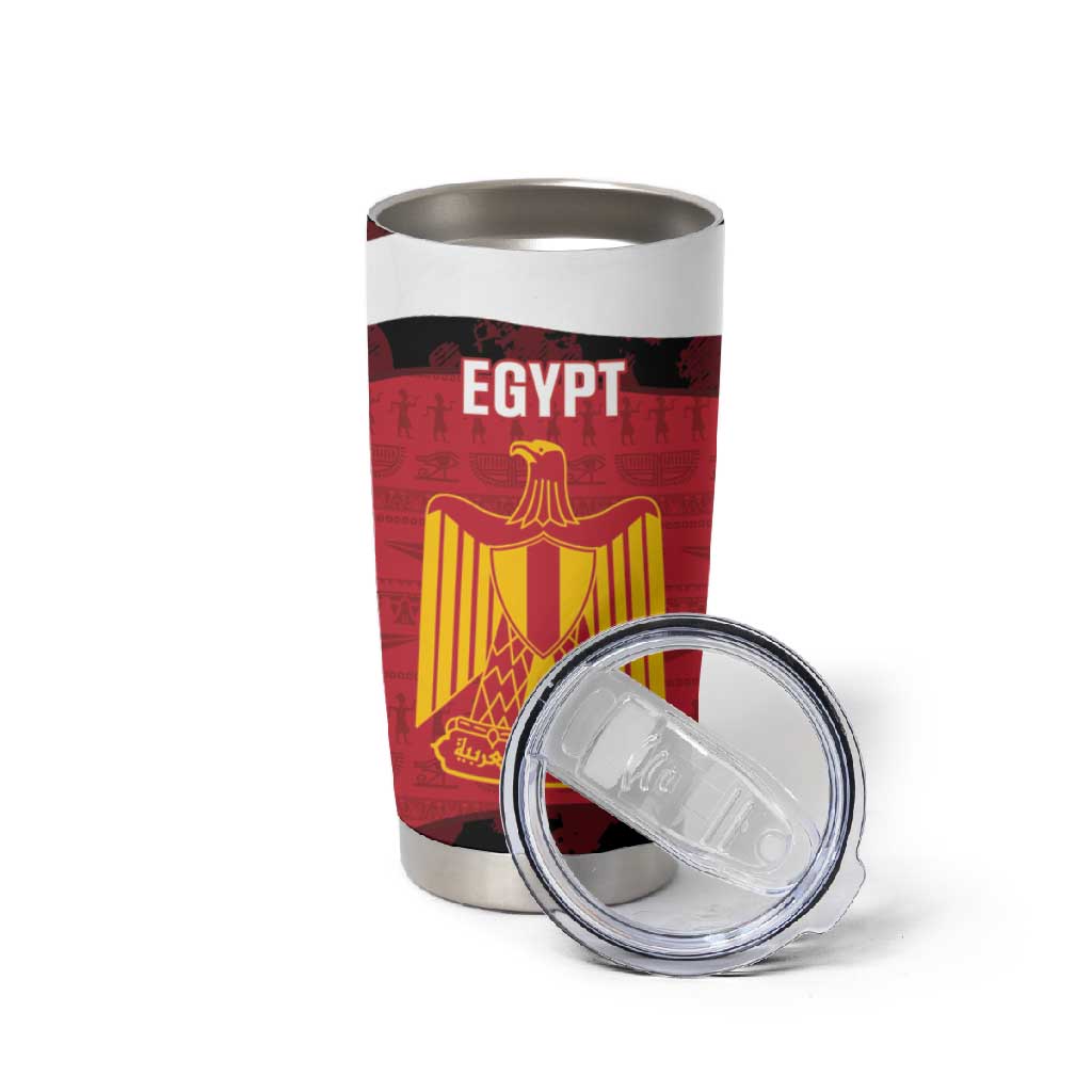 Custom Egypt Football Tumbler Cup 2026 Go Pharaohs Ancient Egyptian Pattern - Wonder Print Shop