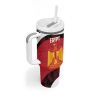 Custom Egypt Football Tumbler With Handle 2026 Go Pharaohs Ancient Egyptian Pattern - Wonder Print Shop