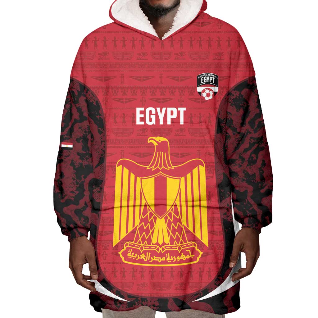 Custom Egypt Football Wearable Blanket Hoodie 2026 Go Pharaohs Ancient Egyptian Pattern - Wonder Print Shop