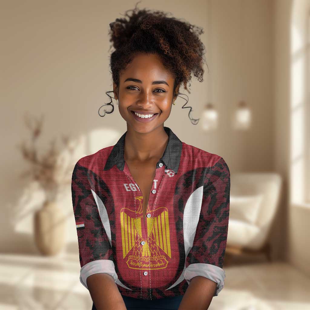 Custom Egypt Football Women Casual Shirt 2026 Go Pharaohs Ancient Egyptian Pattern - Wonder Print Shop