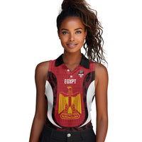 Custom Egypt Football Women Sleeveless Polo Shirt 2026 Go Pharaohs Ancient Egyptian Pattern - Wonder Print Shop