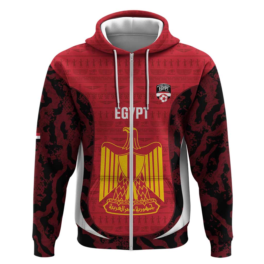 Custom Egypt Football Zip Hoodie 2026 Go Pharaohs Ancient Egyptian Pattern - Wonder Print Shop