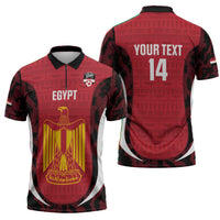 Custom Egypt Football Zipper Polo Shirt 2026 Go Pharaohs Ancient Egyptian Pattern - Wonder Print Shop