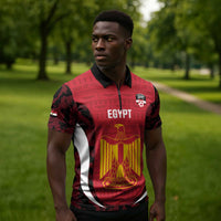 Custom Egypt Football Zipper Polo Shirt 2026 Go Pharaohs Ancient Egyptian Pattern - Wonder Print Shop