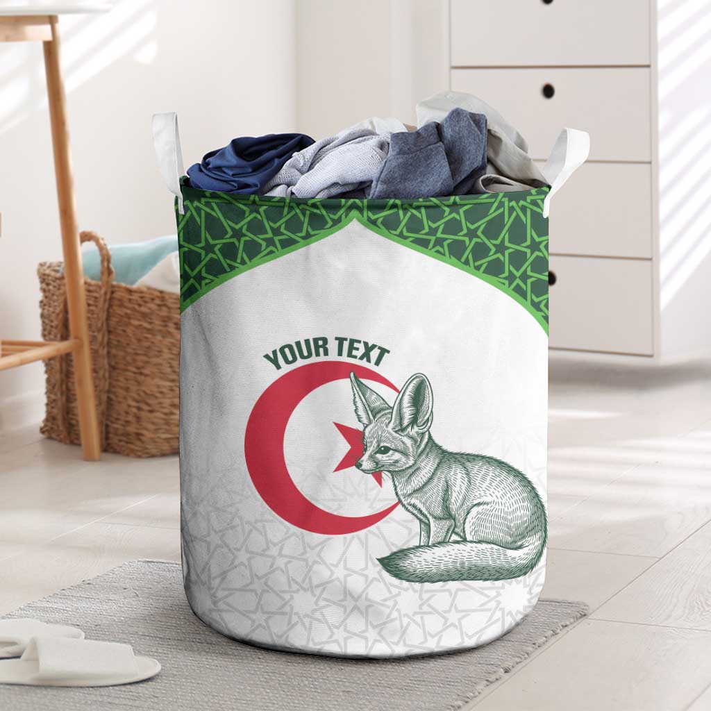 Custom Algeria Football Laundry Basket 2026 Go Greens Fennec With Islamic Pattern - Wonder Print Shop