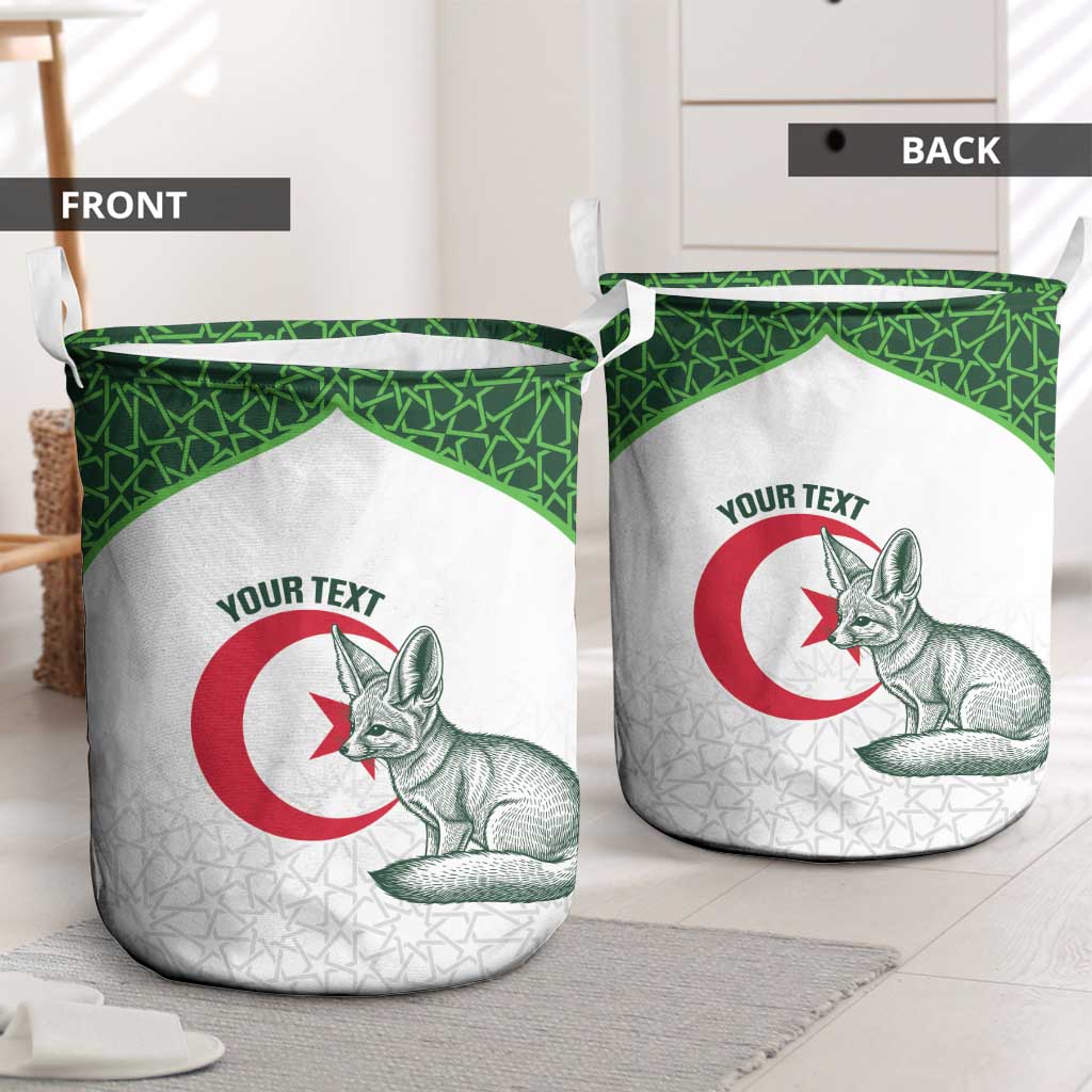 Custom Algeria Football Laundry Basket 2026 Go Greens Fennec With Islamic Pattern - Wonder Print Shop