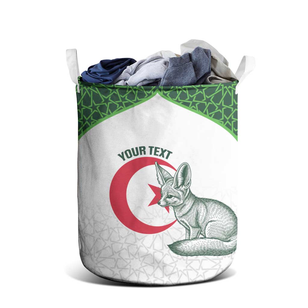 Custom Algeria Football Laundry Basket 2026 Go Greens Fennec With Islamic Pattern - Wonder Print Shop