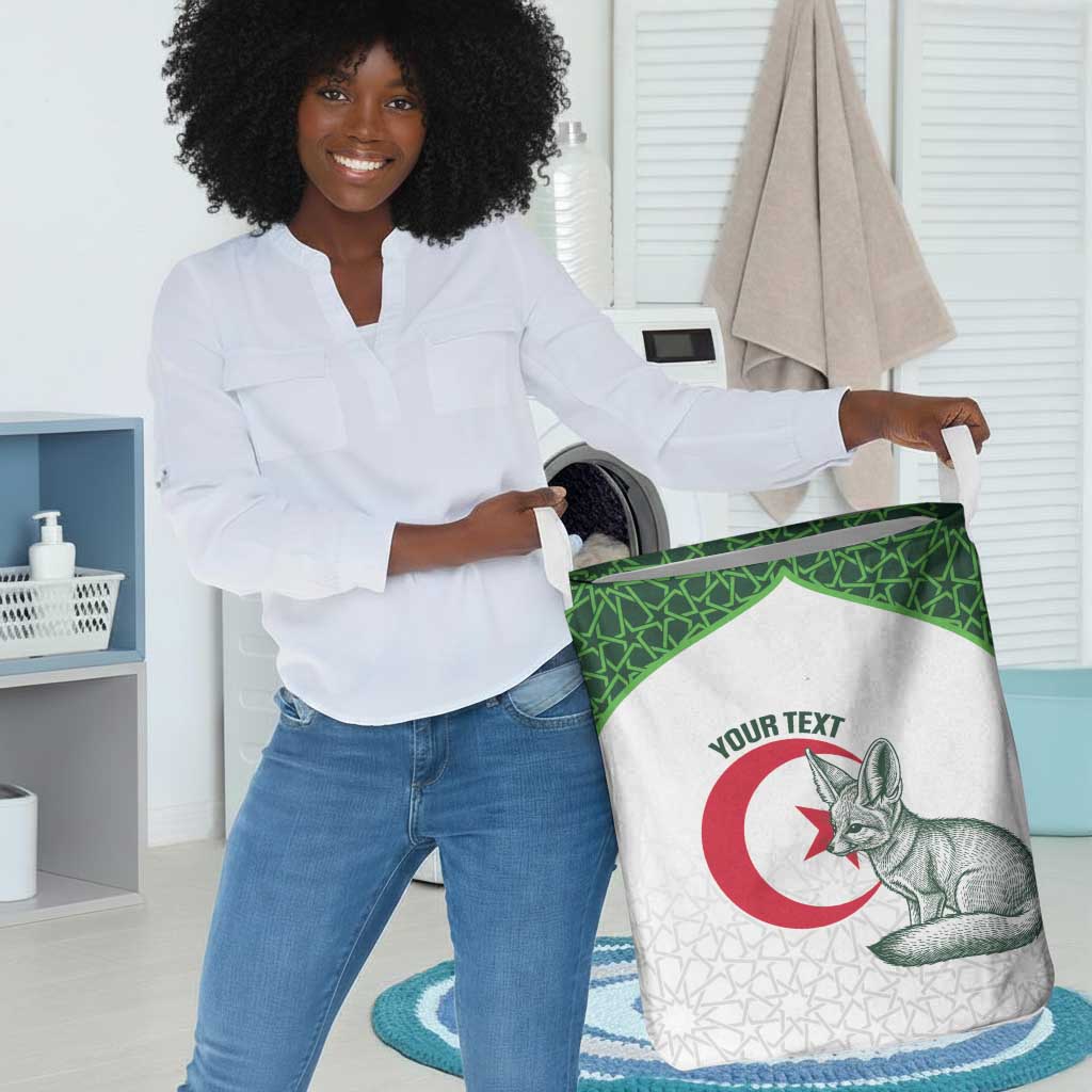 Custom Algeria Football Laundry Basket 2026 Go Greens Fennec With Islamic Pattern - Wonder Print Shop
