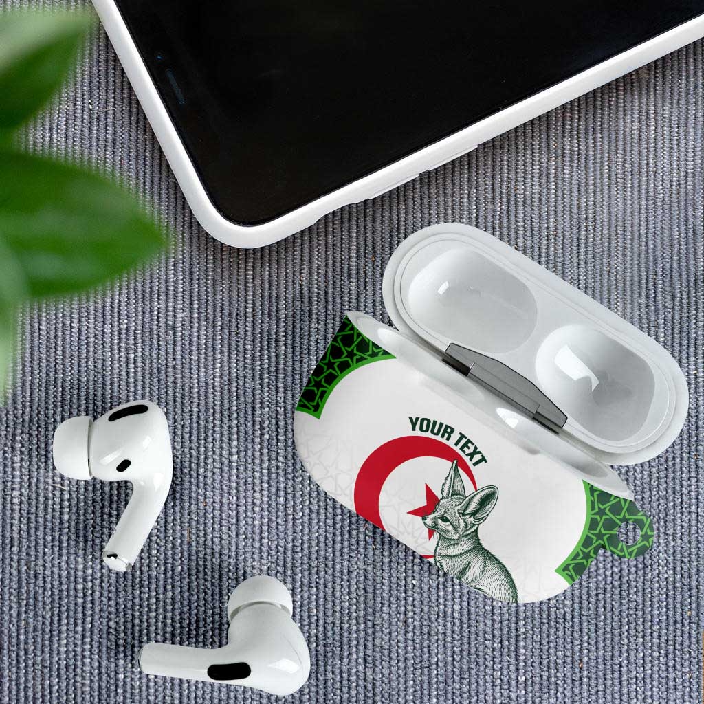 Custom Algeria Football AirPods Case 2026 Go Greens Fennec With Islamic Pattern - Wonder Print Shop