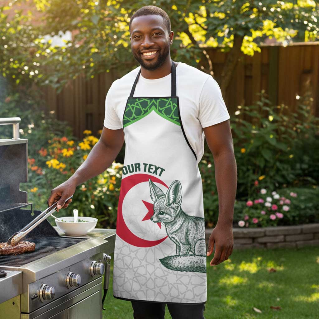 Custom Algeria Football Apron 2026 Go Greens Fennec With Islamic Pattern - Wonder Print Shop