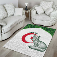 Custom Algeria Football Area Rug 2026 Go Greens Fennec With Islamic Pattern - Wonder Print Shop
