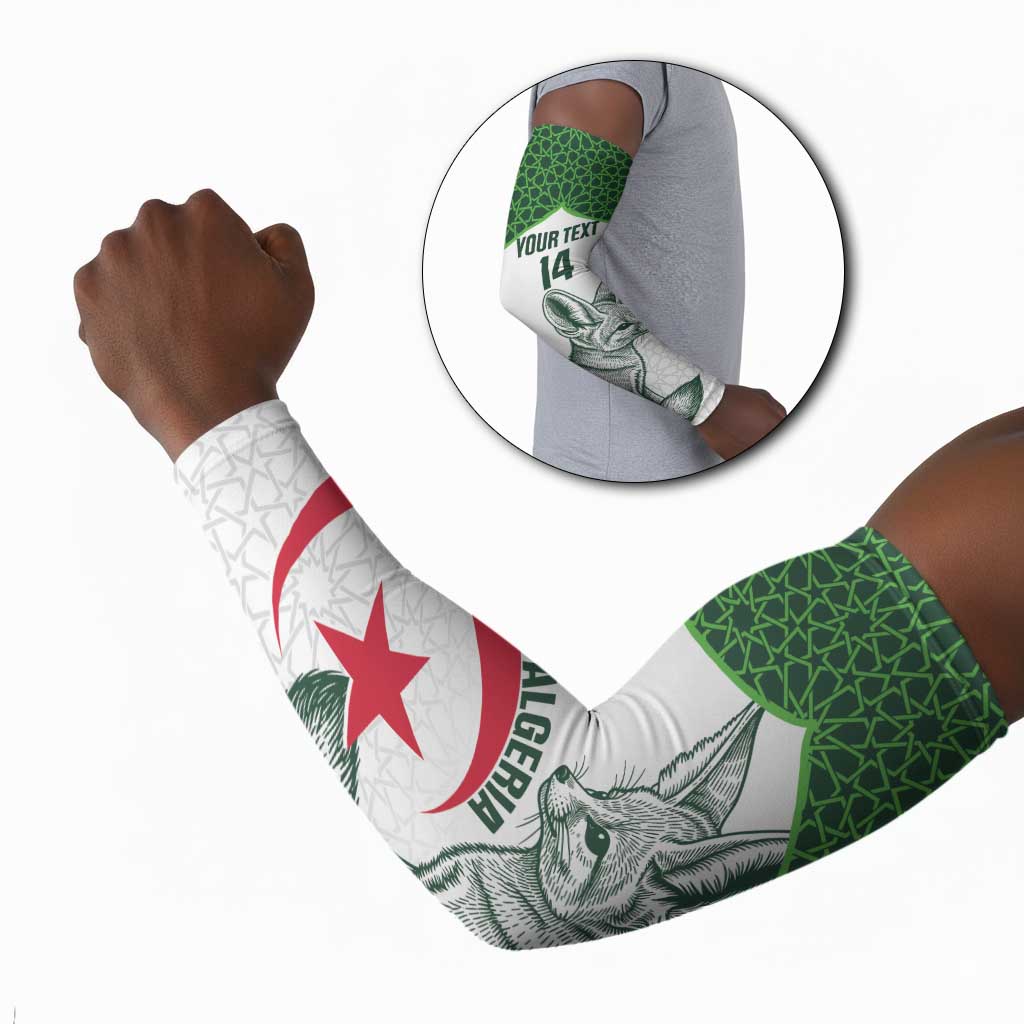 Custom Algeria Football Arm Sleeves 2026 Go Greens Fennec With Islamic Pattern - Wonder Print Shop