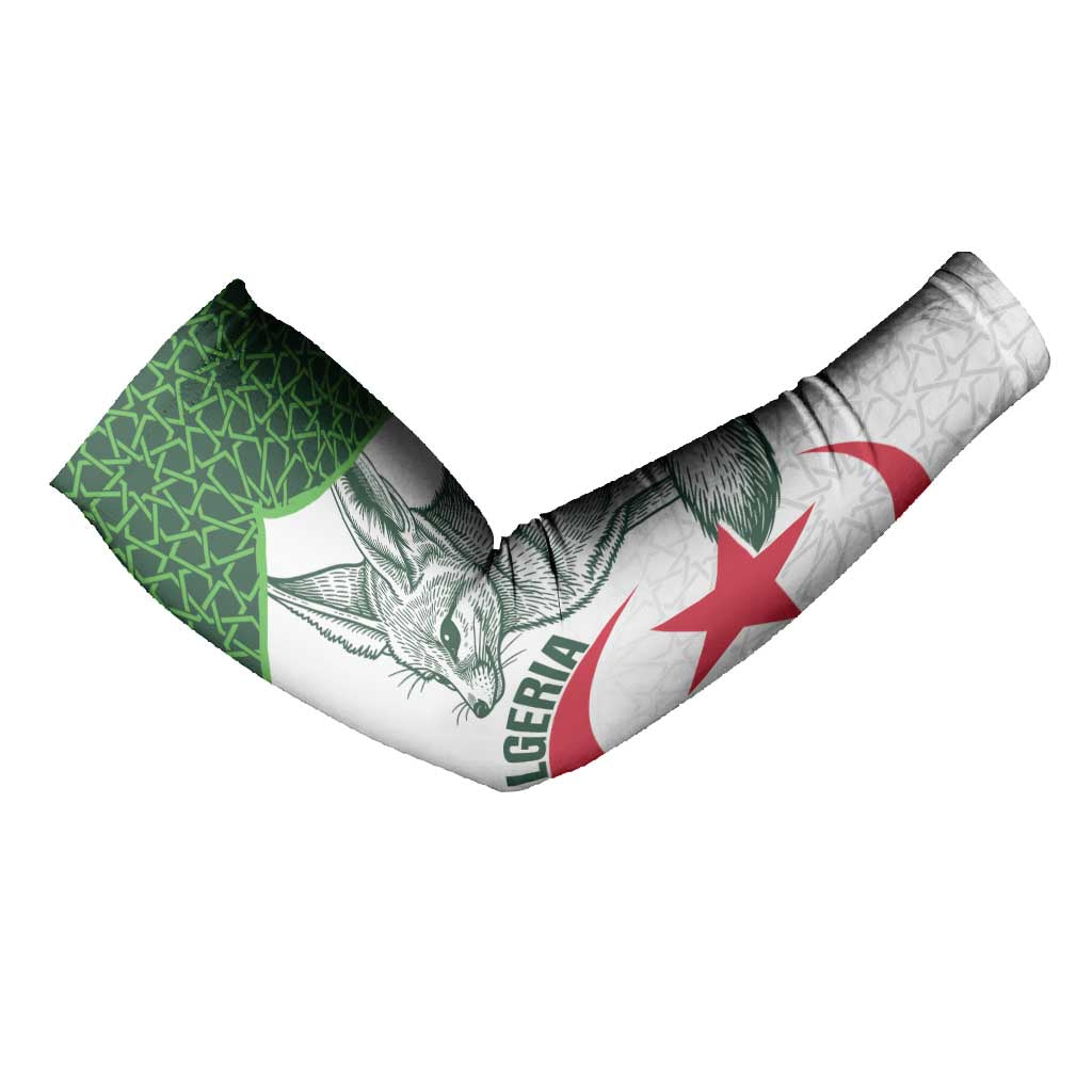 Custom Algeria Football Arm Sleeves 2026 Go Greens Fennec With Islamic Pattern - Wonder Print Shop