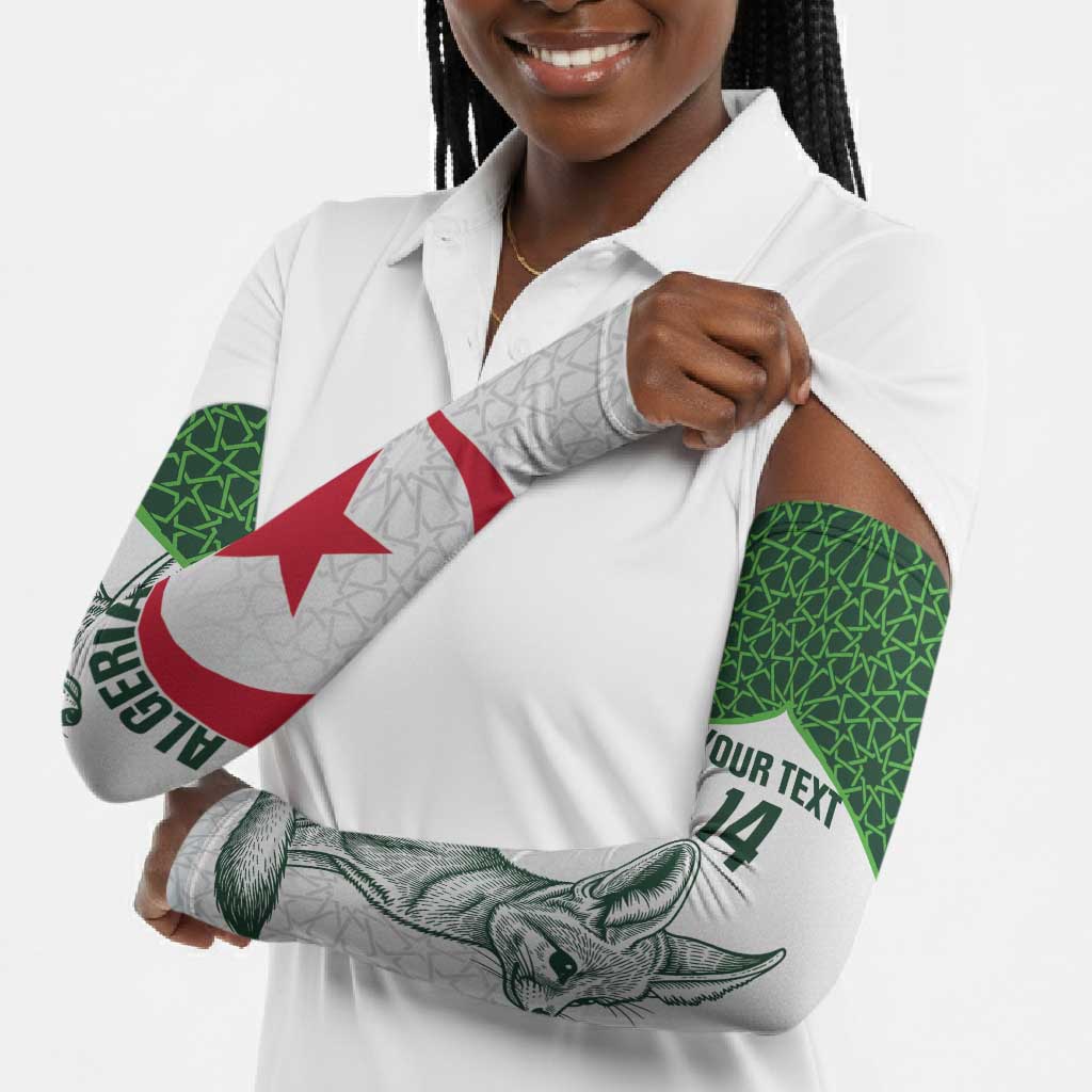 Custom Algeria Football Arm Sleeves 2026 Go Greens Fennec With Islamic Pattern - Wonder Print Shop