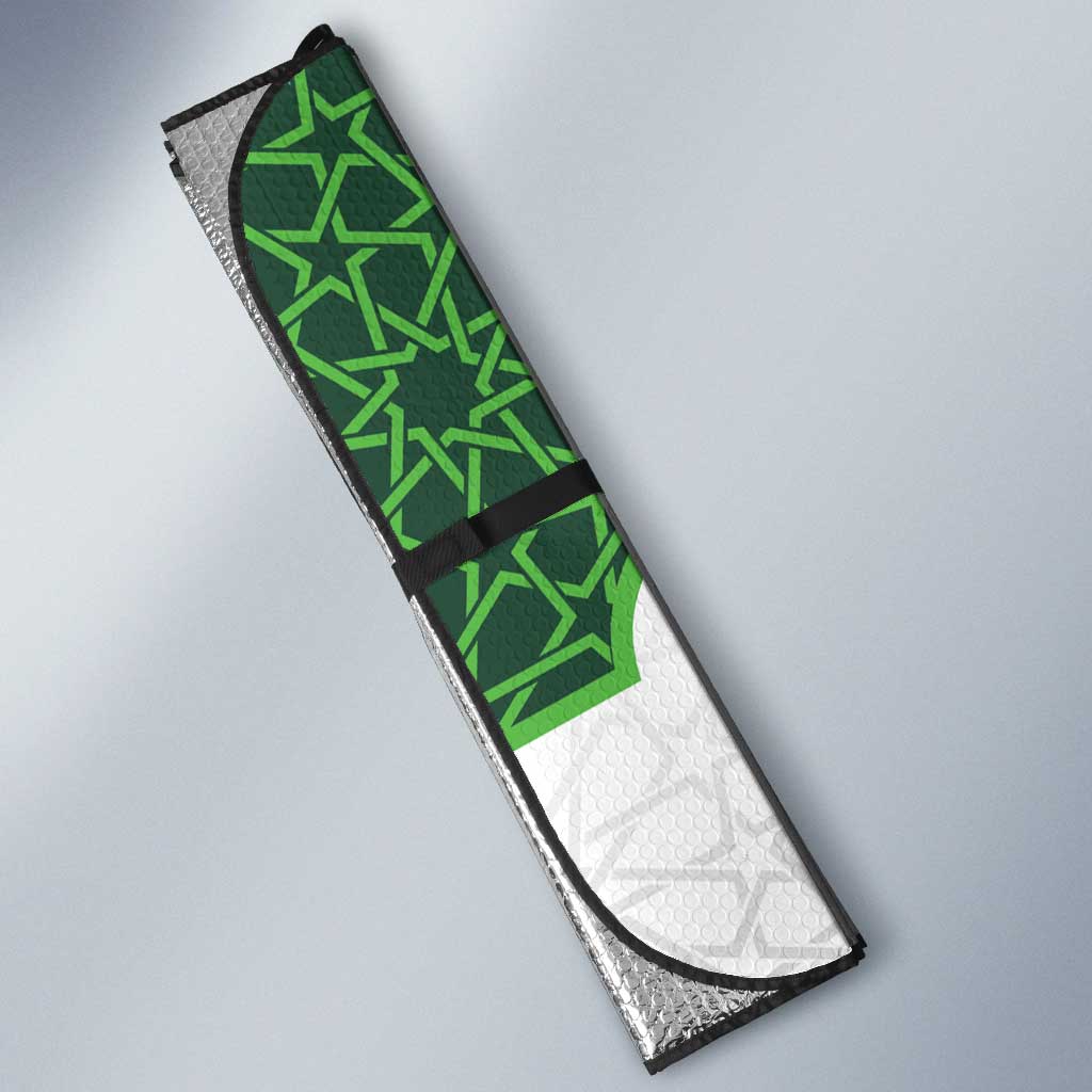 Custom Algeria Football Auto Sun Shade 2026 Go Greens Fennec With Islamic Pattern - Wonder Print Shop