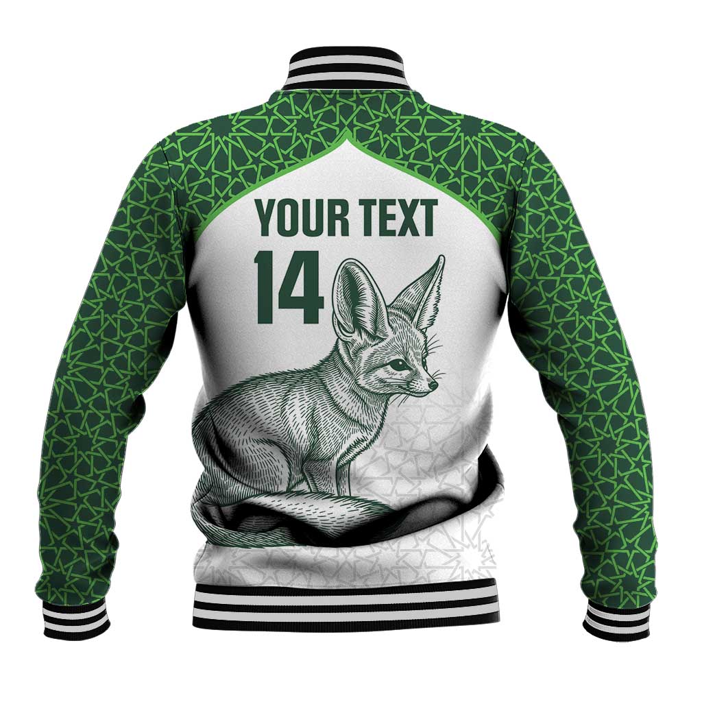 Custom Algeria Football Baseball Jacket 2026 Go Greens Fennec With Islamic Pattern - Wonder Print Shop
