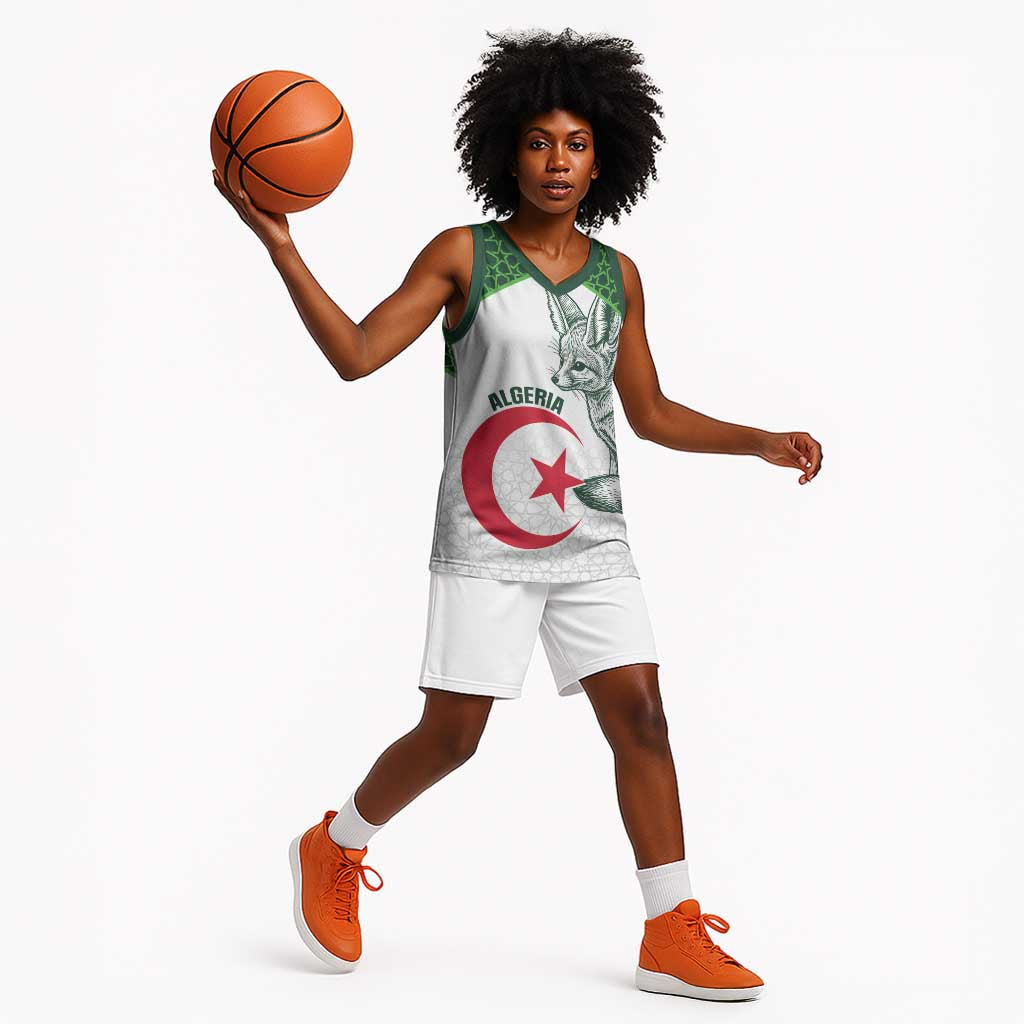 Custom Algeria Football Basketball Jersey 2026 Go Greens Fennec With Islamic Pattern - Wonder Print Shop