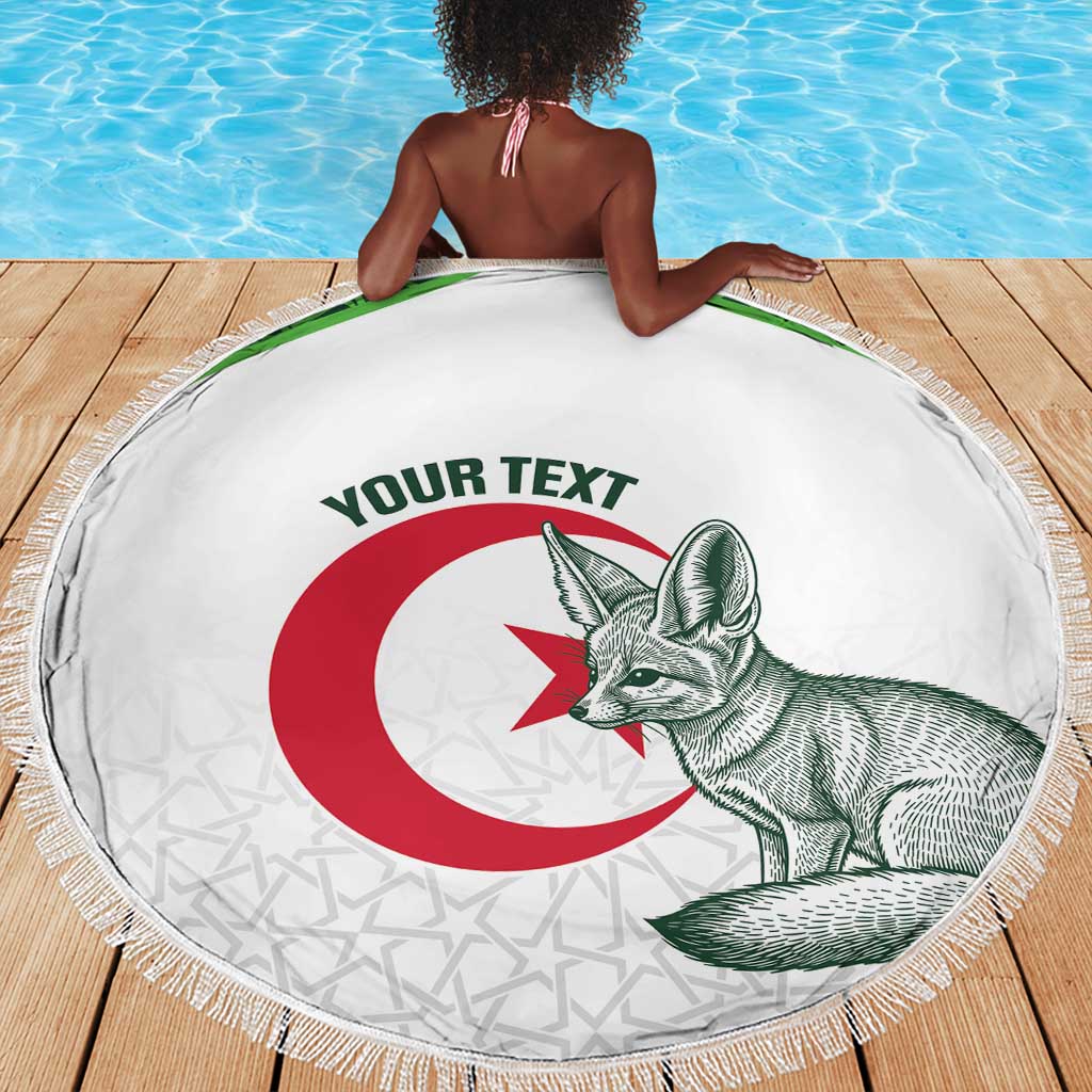 Custom Algeria Football Beach Blanket 2026 Go Greens Fennec With Islamic Pattern - Wonder Print Shop