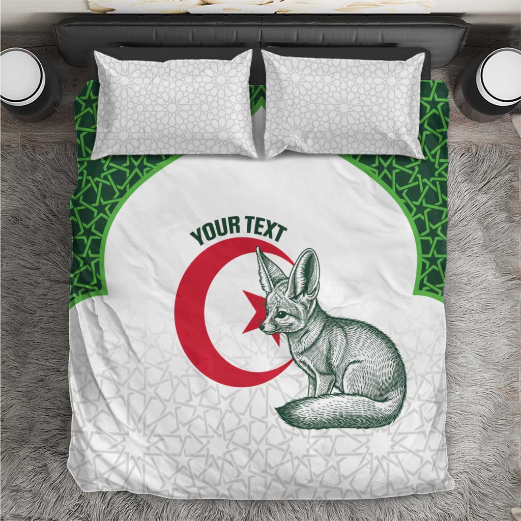 Custom Algeria Football Bedding Set 2026 Go Greens Fennec With Islamic Pattern - Wonder Print Shop
