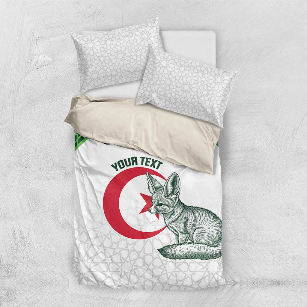 Custom Algeria Football Bedding Set 2026 Go Greens Fennec With Islamic Pattern - Wonder Print Shop