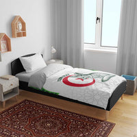 Custom Algeria Football Bedding Set 2026 Go Greens Fennec With Islamic Pattern - Wonder Print Shop