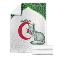 Custom Algeria Football Blanket 2026 Go Greens Fennec With Islamic Pattern - Wonder Print Shop
