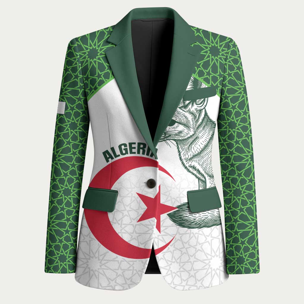 Custom Algeria Football Blazer 2026 Go Greens Fennec With Islamic Pattern - Wonder Print Shop
