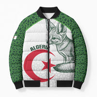 Custom Algeria Football Bomber Puffer Jacket 2026 Go Greens Fennec With Islamic Pattern - Wonder Print Shop