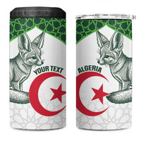 Custom Algeria Football 4 in 1 Can Cooler Tumbler 2026 Go Greens Fennec With Islamic Pattern - Wonder Print Shop