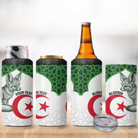 Custom Algeria Football 4 in 1 Can Cooler Tumbler 2026 Go Greens Fennec With Islamic Pattern - Wonder Print Shop