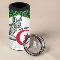 Custom Algeria Football 4 in 1 Can Cooler Tumbler 2026 Go Greens Fennec With Islamic Pattern - Wonder Print Shop