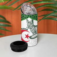 Custom Algeria Football 4 in 1 Can Cooler Tumbler 2026 Go Greens Fennec With Islamic Pattern - Wonder Print Shop