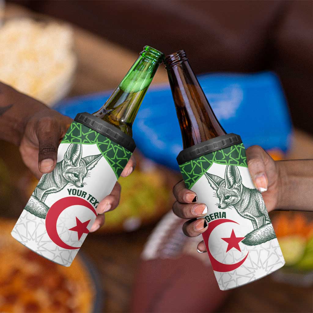 Custom Algeria Football 4 in 1 Can Cooler Tumbler 2026 Go Greens Fennec With Islamic Pattern - Wonder Print Shop