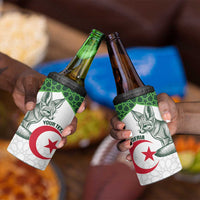 Custom Algeria Football 4 in 1 Can Cooler Tumbler 2026 Go Greens Fennec With Islamic Pattern - Wonder Print Shop