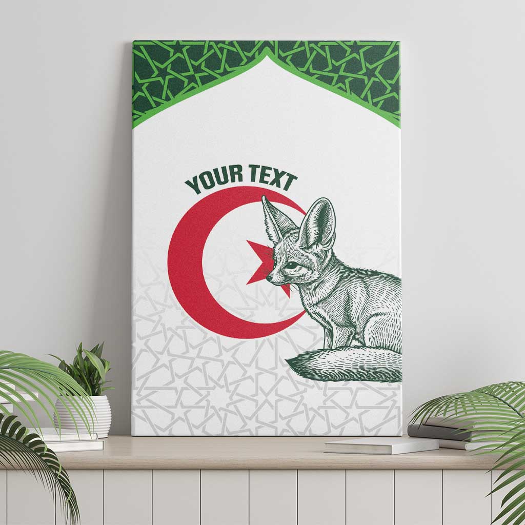 Custom Algeria Football Canvas Wall Art 2026 Go Greens Fennec With Islamic Pattern - Wonder Print Shop