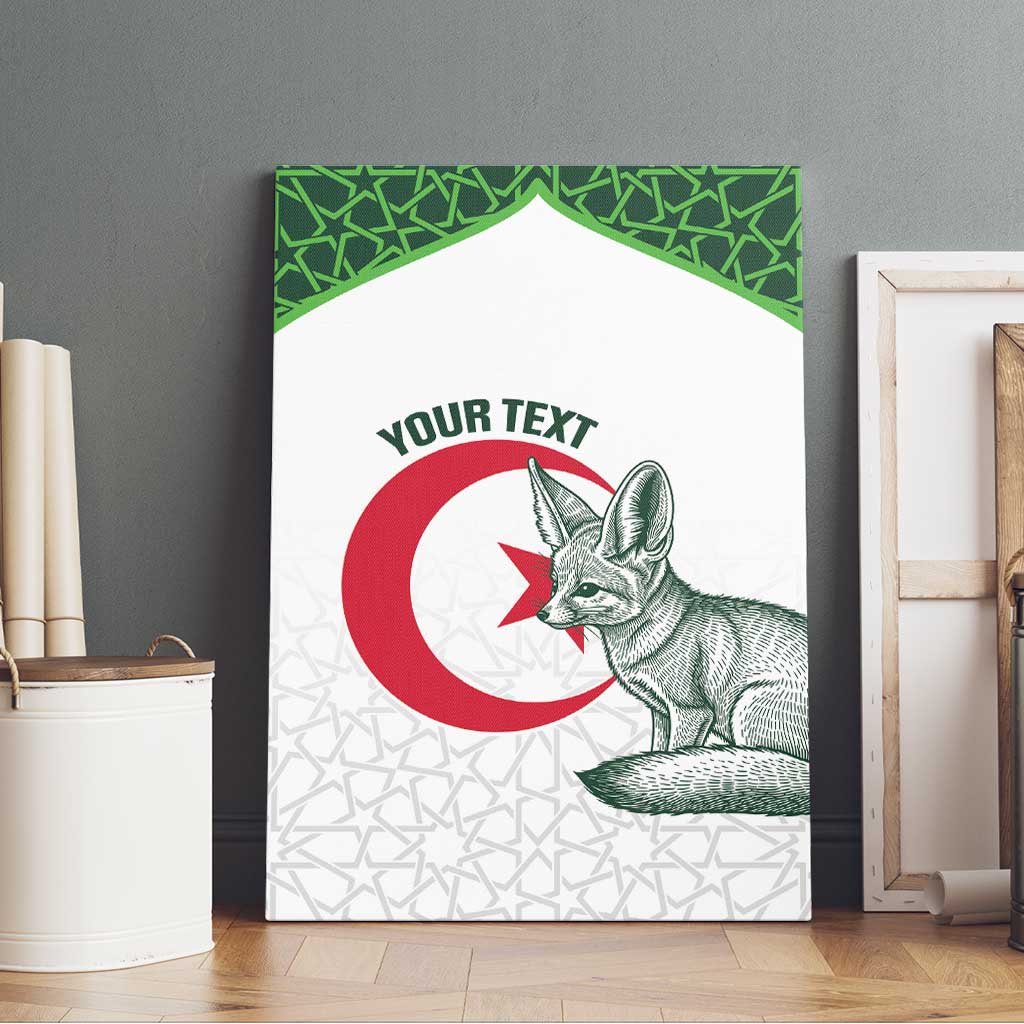 Custom Algeria Football Canvas Wall Art 2026 Go Greens Fennec With Islamic Pattern - Wonder Print Shop