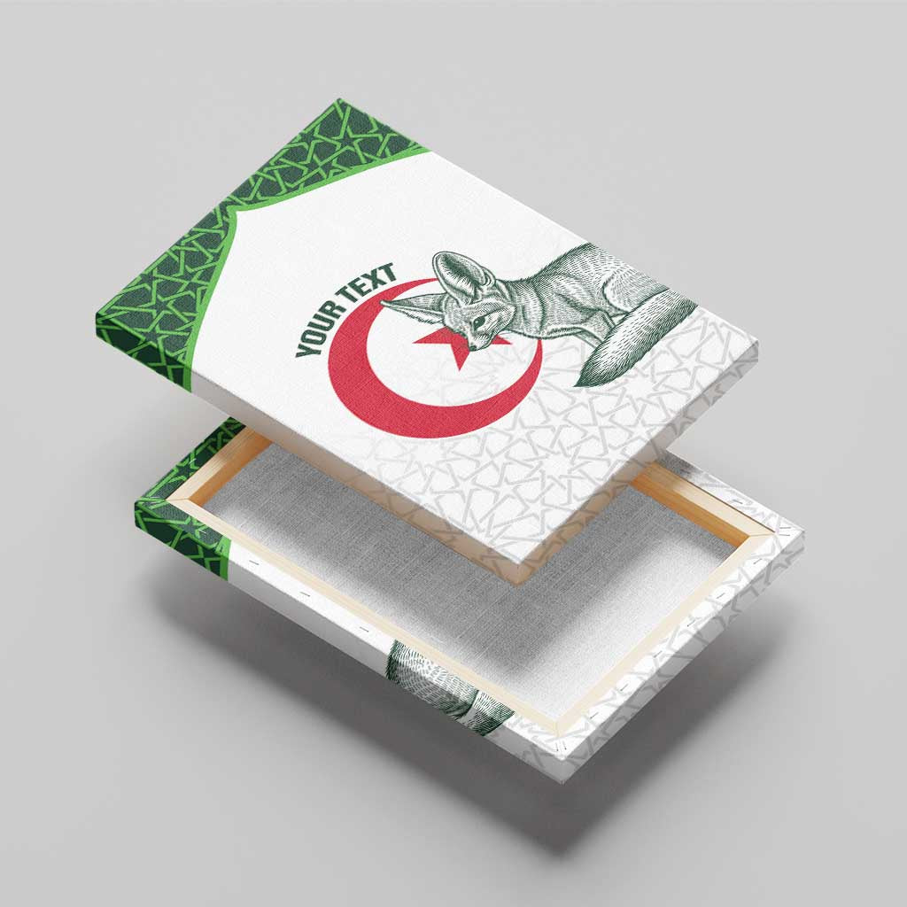 Custom Algeria Football Canvas Wall Art 2026 Go Greens Fennec With Islamic Pattern - Wonder Print Shop