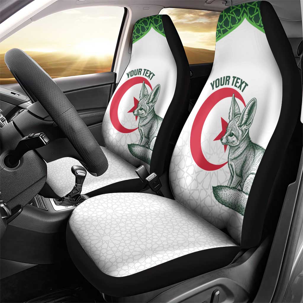 Custom Algeria Football Car Seat Cover 2026 Go Greens Fennec With Islamic Pattern - Wonder Print Shop