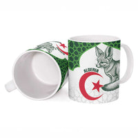 Custom Algeria Football Ceramic Mug 2026 Go Greens Fennec With Islamic Pattern - Wonder Print Shop