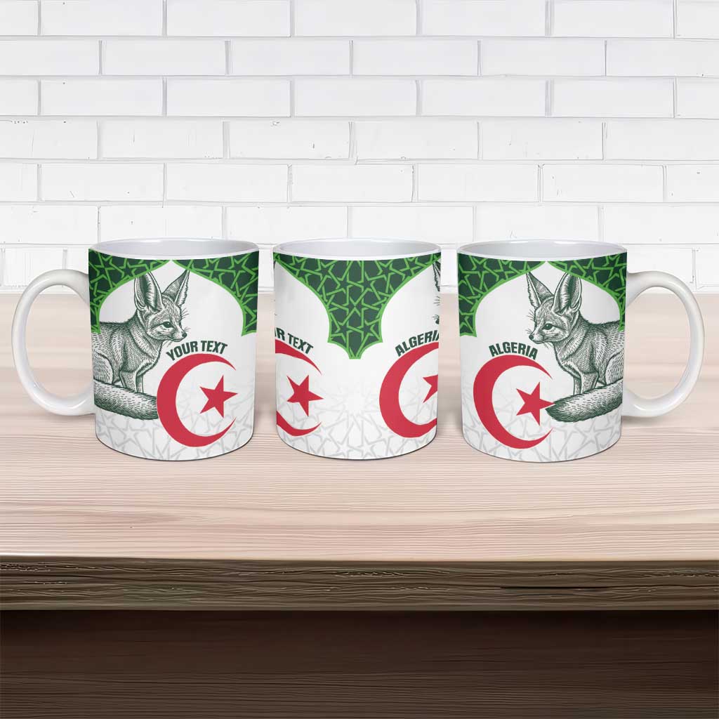 Custom Algeria Football Ceramic Mug 2026 Go Greens Fennec With Islamic Pattern - Wonder Print Shop